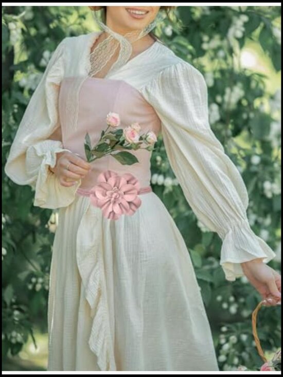 Faux Leather Flower Waist Chain Belt Adjustable Tie Closure Bridal Party main image 7